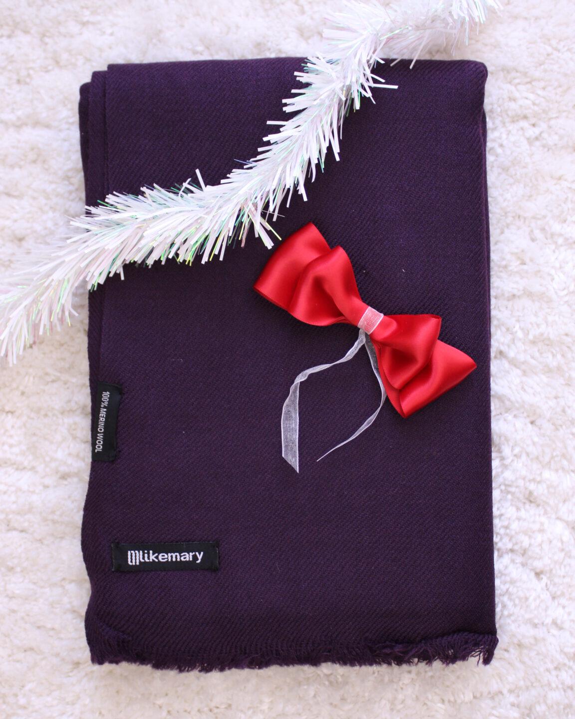 Handwoven Merino Wool Blanket Scarf for Men in Purple - likemary