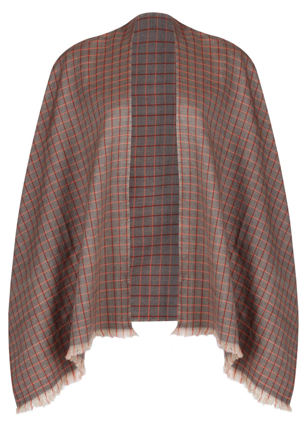 Handwoven Merino Wool Mens Diamond Checks Scarf Orange - likemary