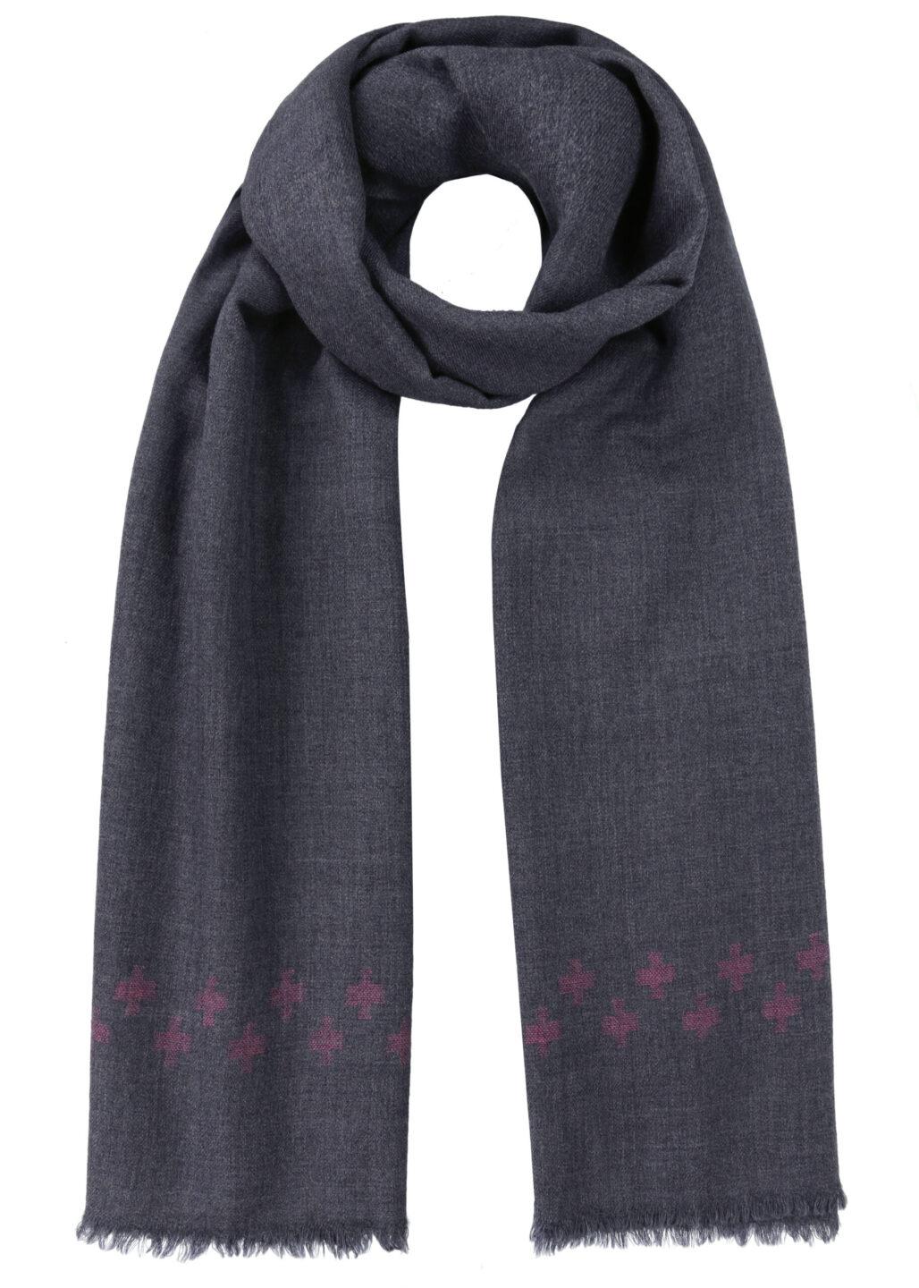 Handwoven Oversize Blanket Scarf with Crosses 100 X 200cm Grey - likemary