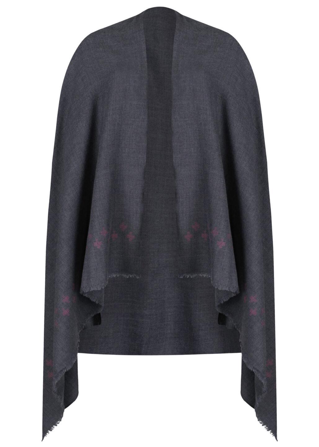 Handwoven Oversize Blanket Scarf with Crosses 100 X 200cm Grey - likemary