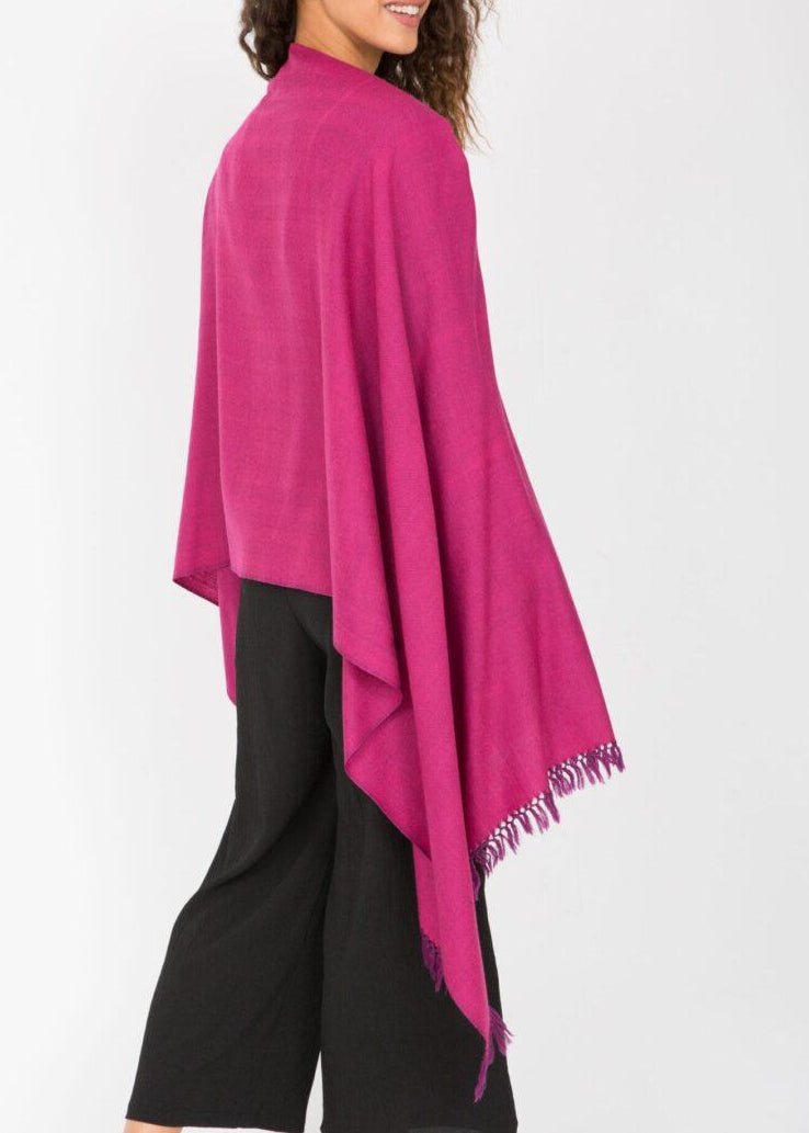 Herringbone Scarf - Handwoven Merino Wool Wrap Fuchsia Pink - likemary