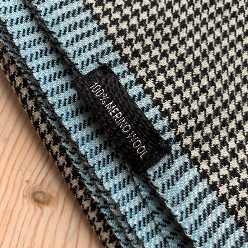 Houndstooth Merino Handwoven Pashmina & Oversize Scarf 60 X 190cm with Crystal Blue - likemary