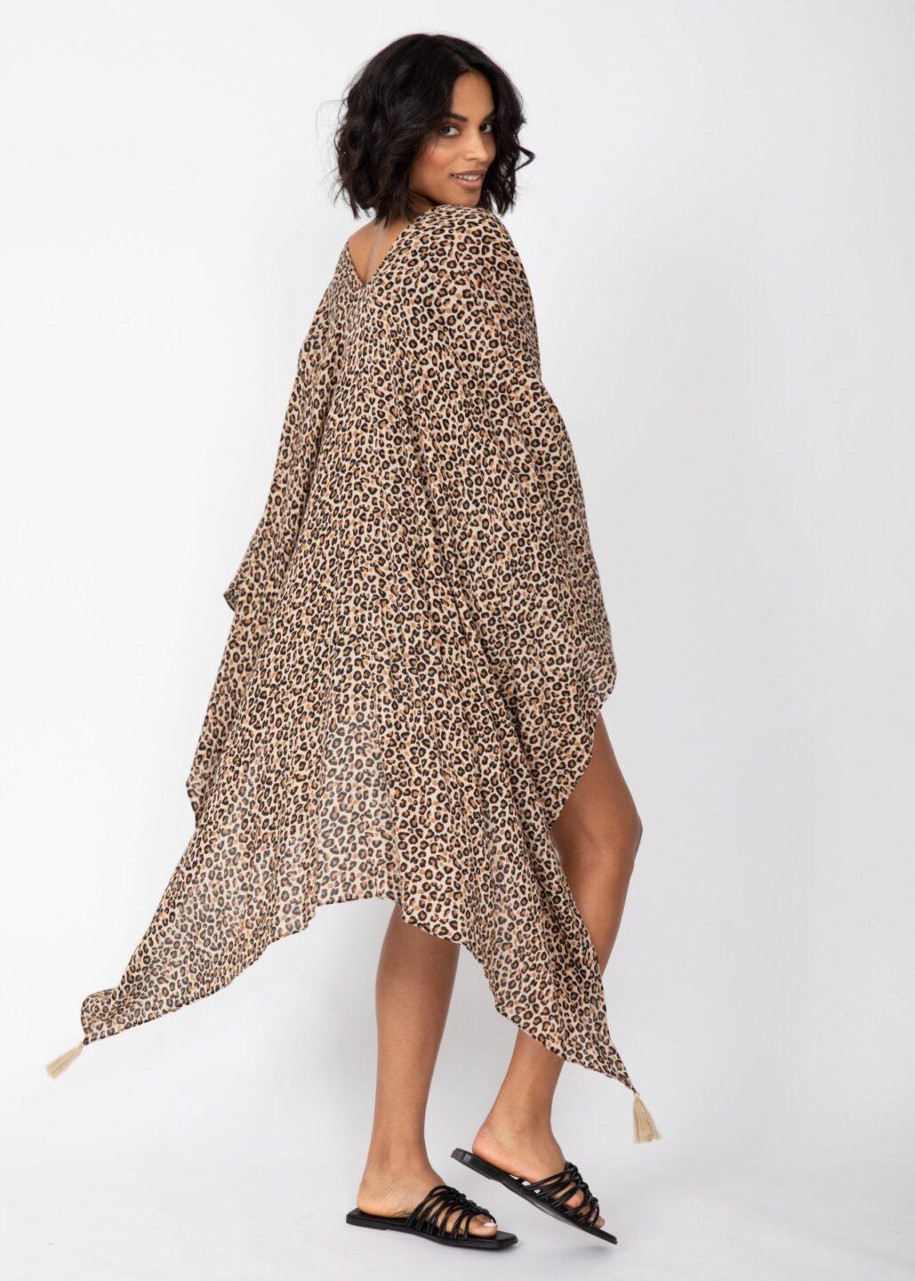 Leopard Print Convertible Kimono into Scarf - likemary