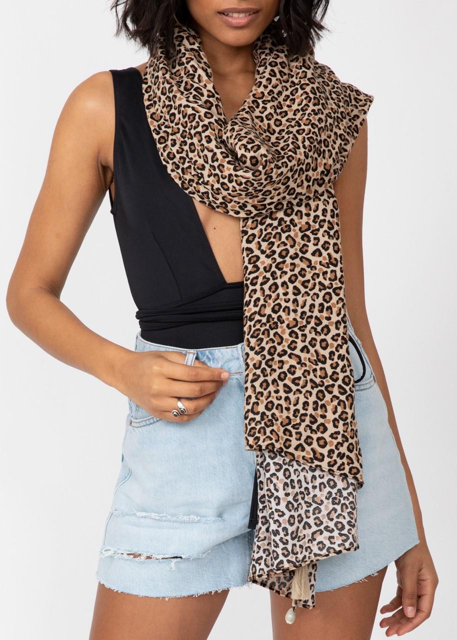 Leopard Print Convertible Kimono into Scarf - likemary