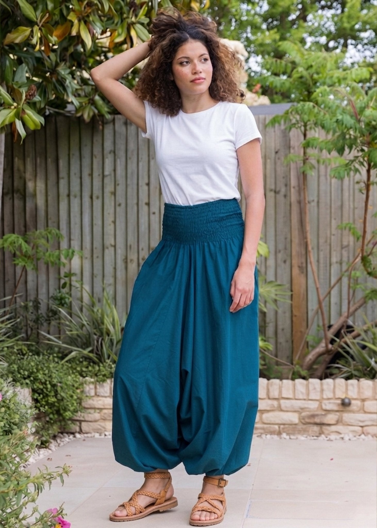 Convertible Cotton 2 - in - 1 Jumpsuit & Harem Pants in Teal – clothing and accessories by likemary