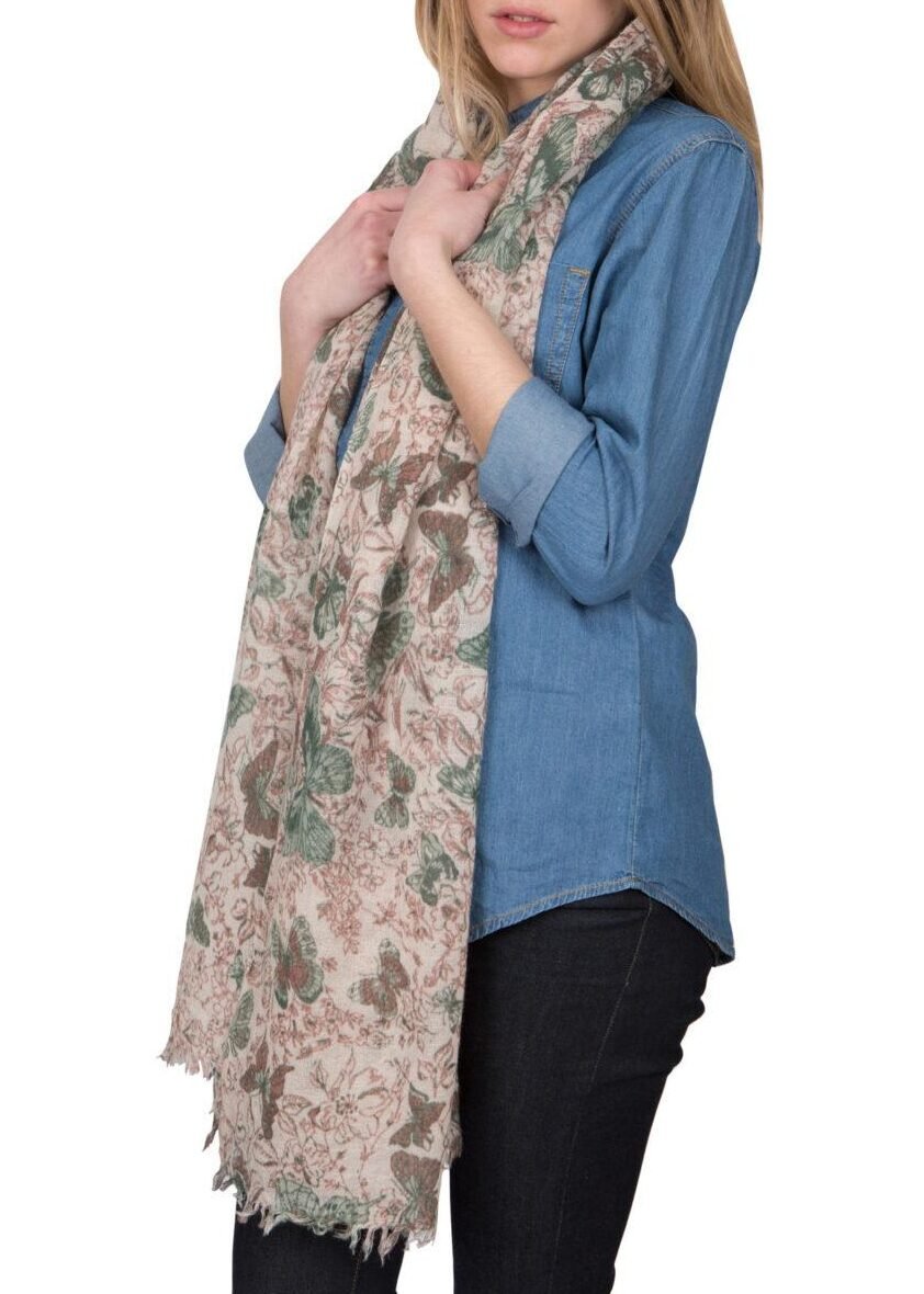 Limited Edition Handwoven Wool Scarf in Butterfly Print - likemary