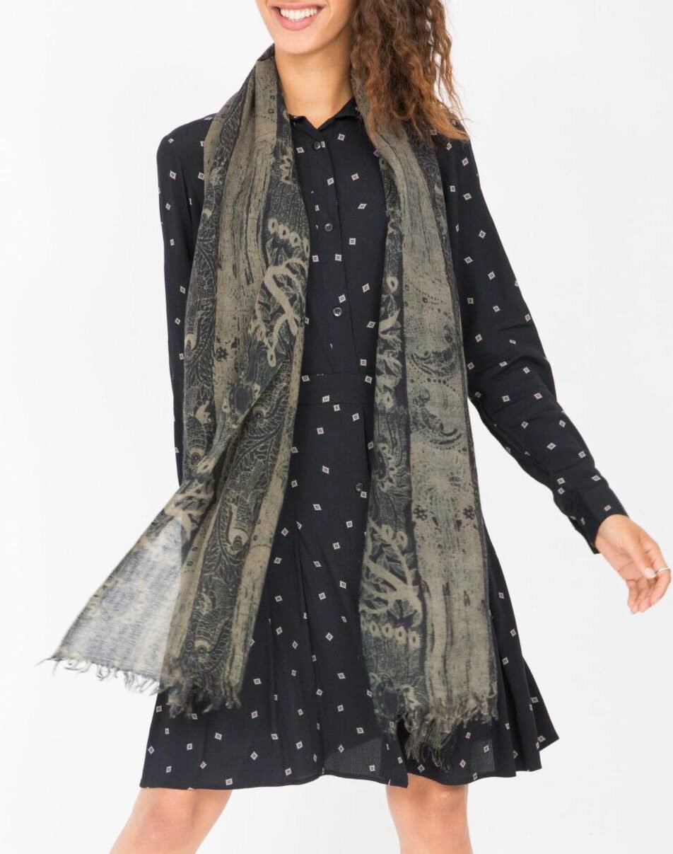 Limited Edition Handwoven Wool Scarf in Moonlight Print - likemary