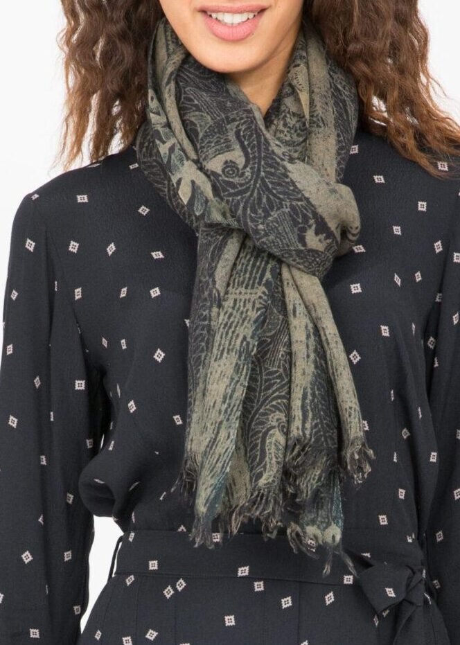 Limited Edition Handwoven Wool Scarf in Moonlight Print - likemary