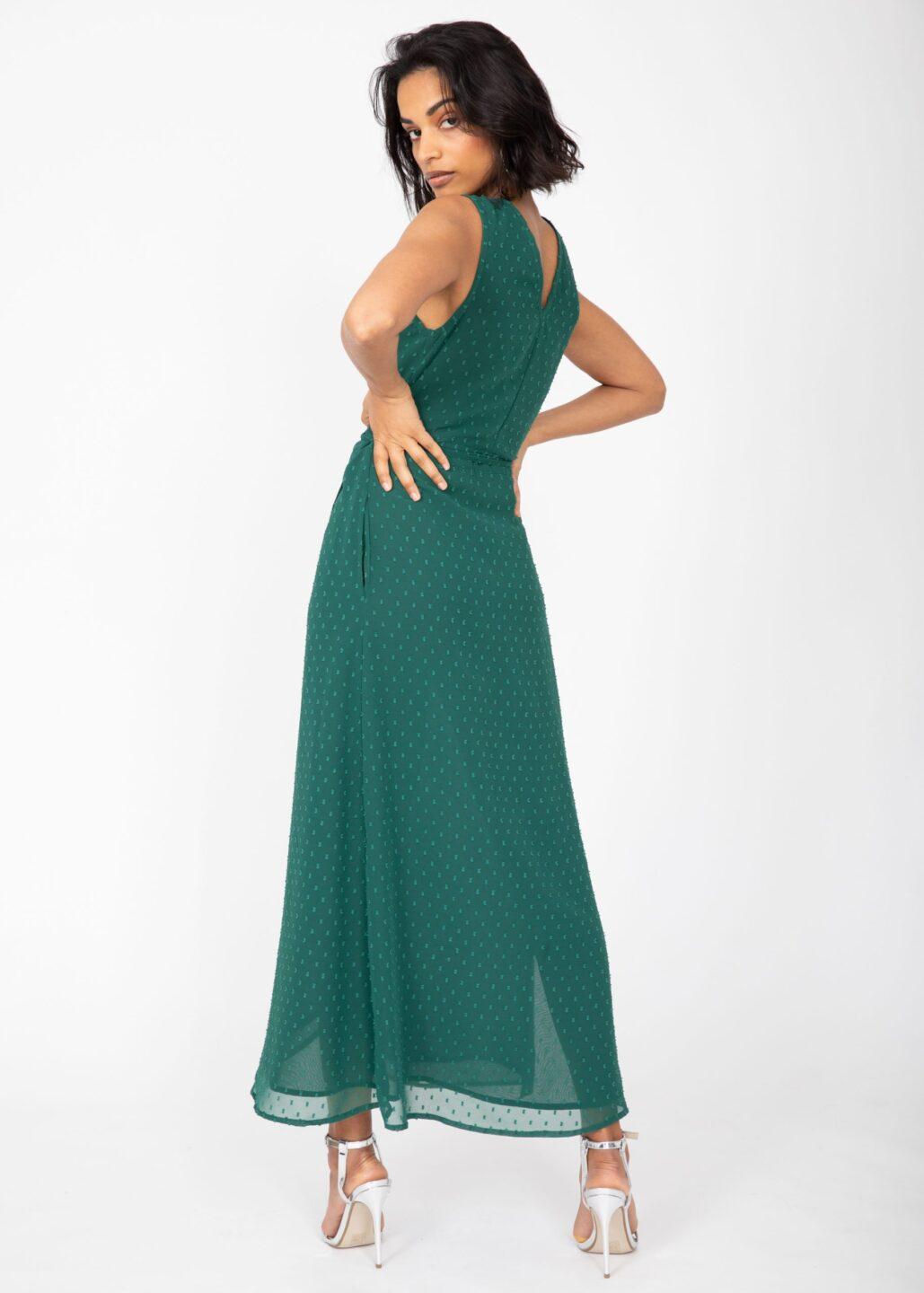 Maxi Wrap Dress With Side Split in Emerald Green - likemary
