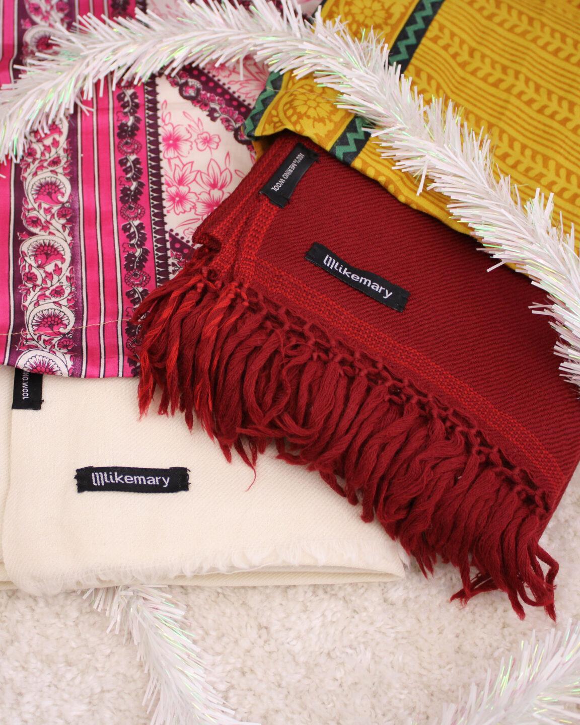 Men's Merino Wool Oversized Red Scarf for Layering & Travel - likemary