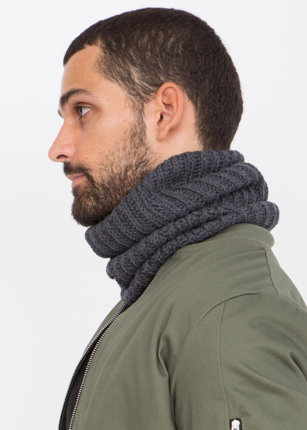 Merino Knitted Tube Snood Scarf Charcoal - likemary