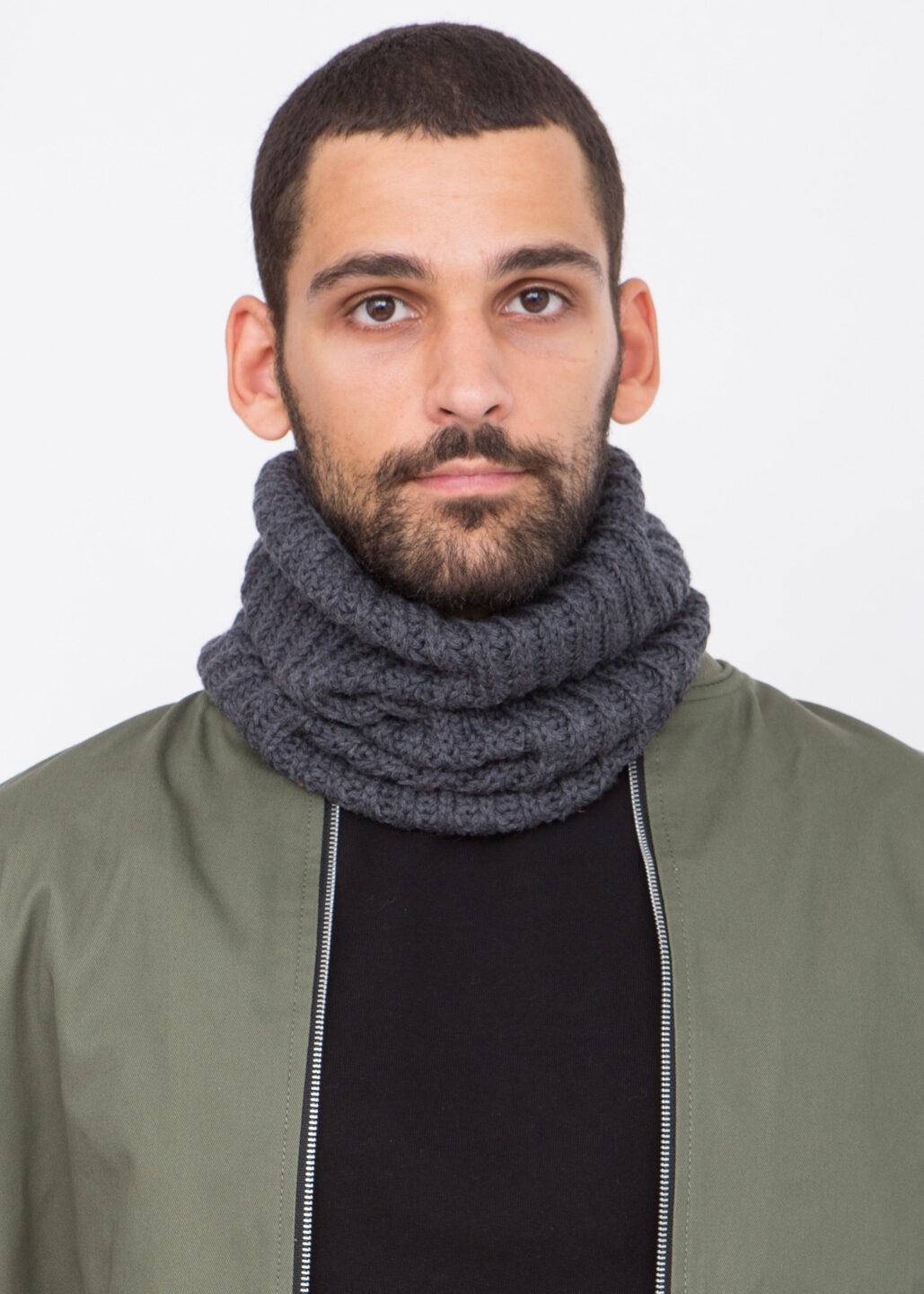 Merino Knitted Tube Snood Scarf Charcoal - likemary