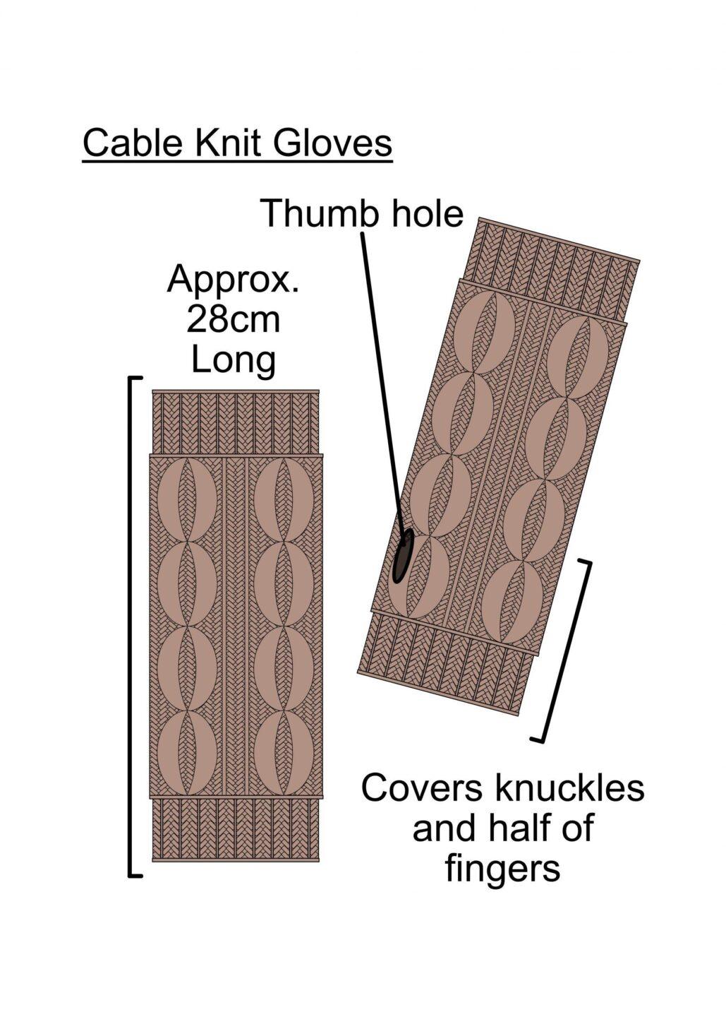 Merino Wool Cable Knitted Long Fingerless Gloves Mocha Brown - likemary