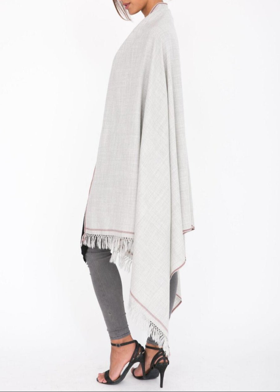 Merino Wool Shawl - Oversized Grey Scarf for Layering & Travel - likemary