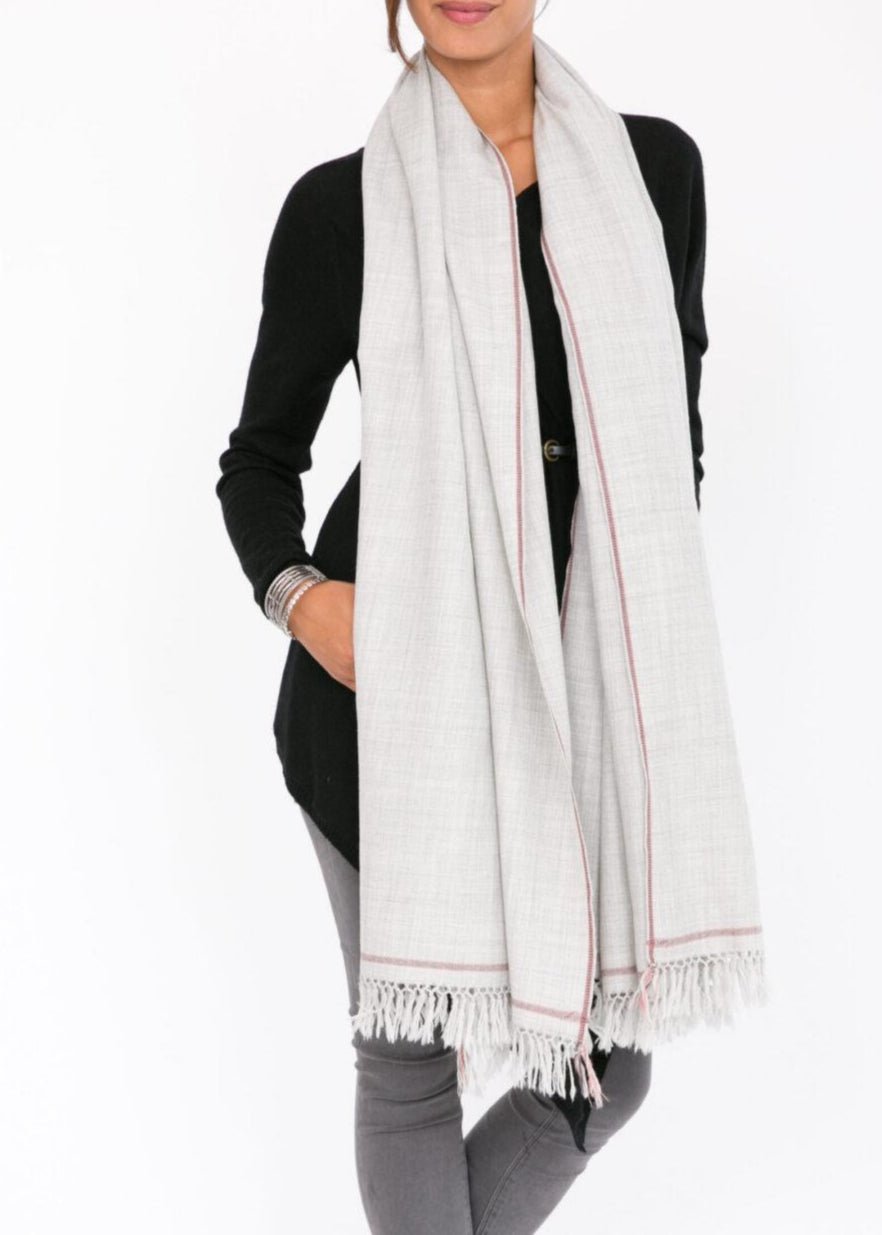 Merino Wool Shawl - Oversized Grey Scarf for Layering & Travel - likemary