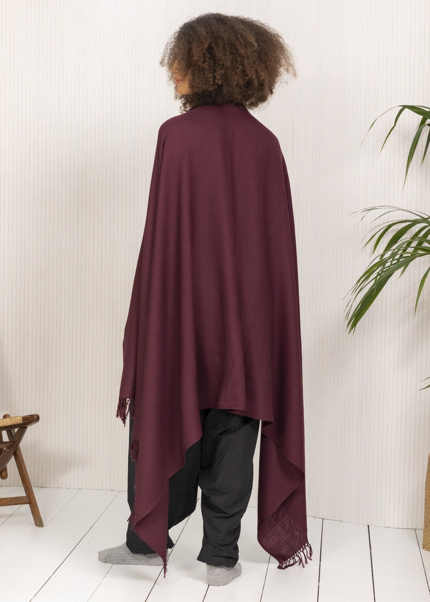 Multi - Use Handmade Blanket Scarf & Travel Wrap in Burgundy Red - likemary