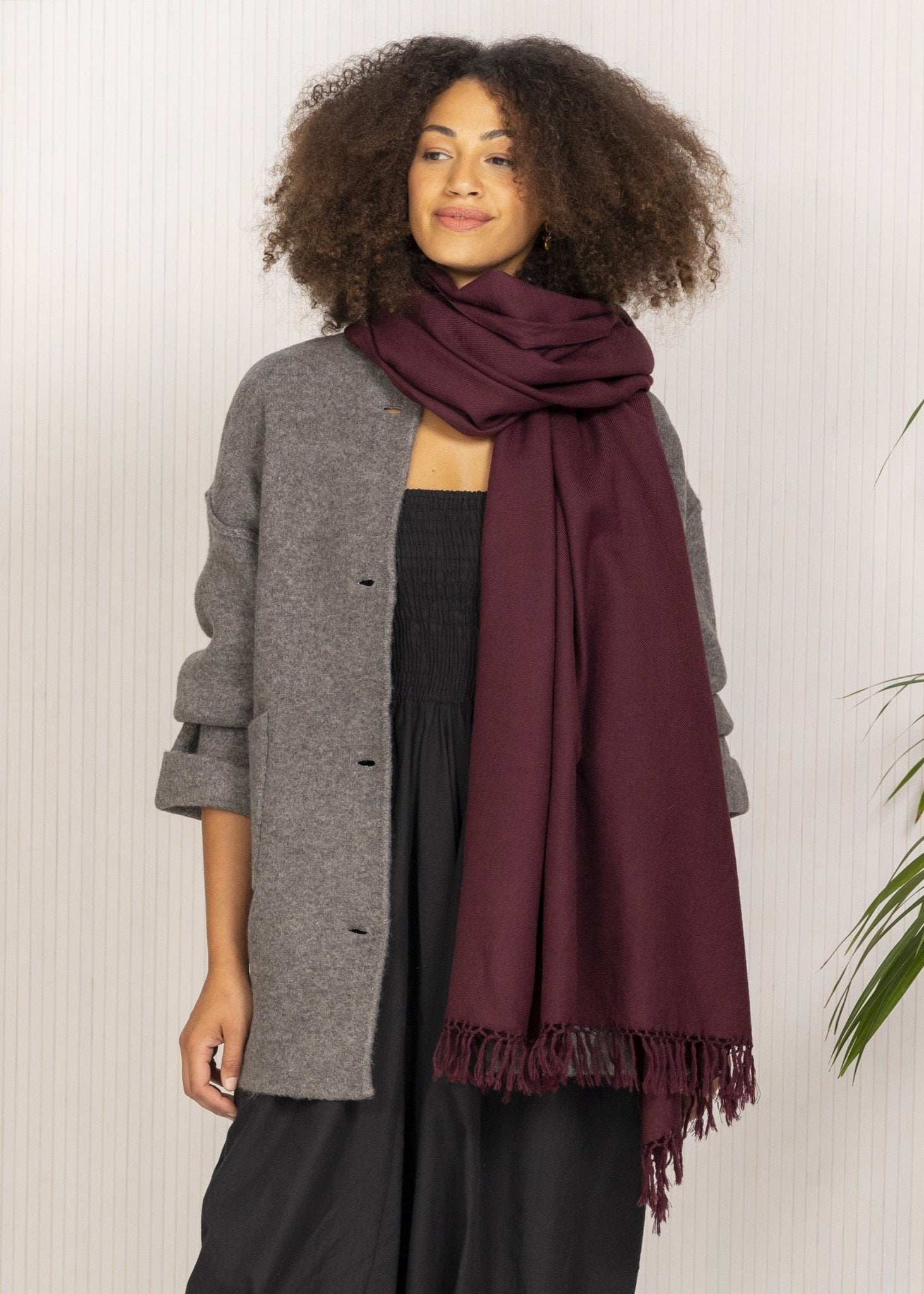Multi - Use Handmade Blanket Scarf & Travel Wrap in Burgundy Red - likemary