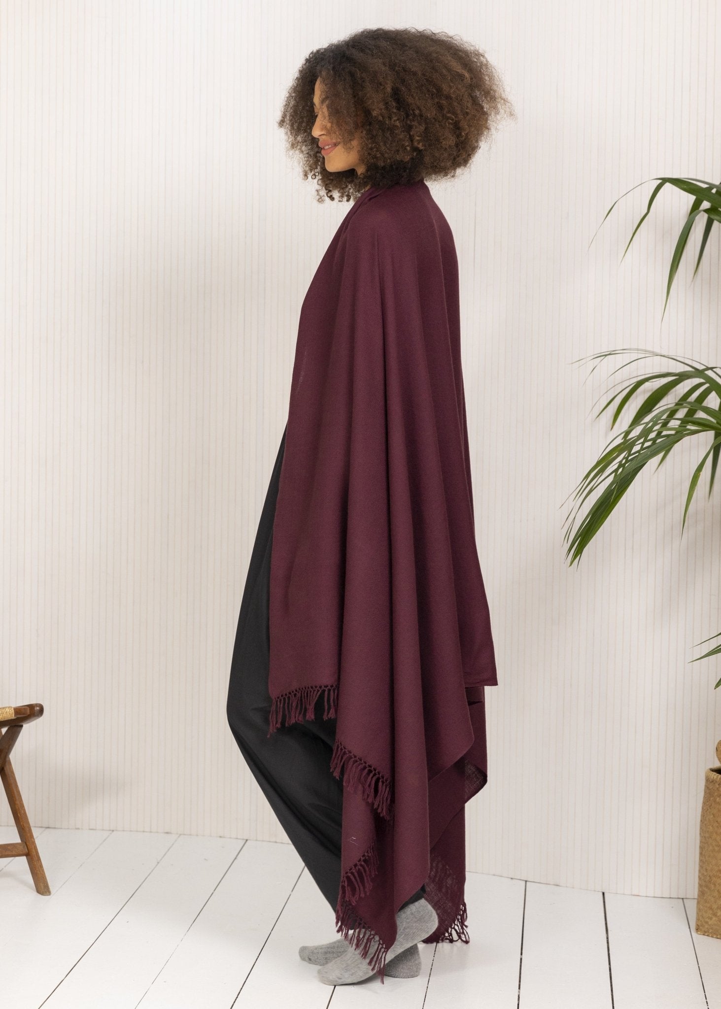 Multi - Use Handmade Blanket Scarf & Travel Wrap in Burgundy Red - likemary