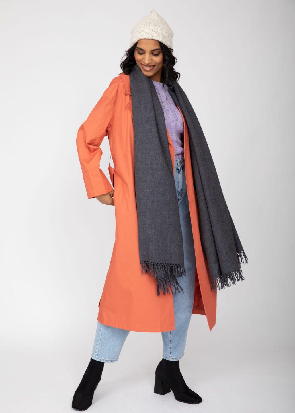 Multi - Use Handmade Blanket Scarf & Travel Wrap in Charcoal Grey - likemary