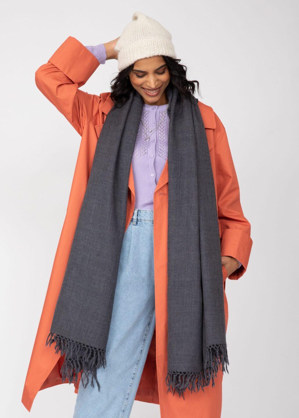 Multi - Use Handmade Blanket Scarf & Travel Wrap in Charcoal Grey - likemary
