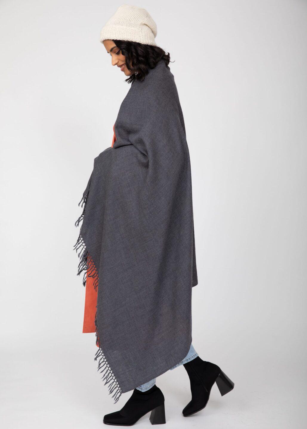 Multi - Use Handmade Blanket Scarf & Travel Wrap in Charcoal Grey - likemary