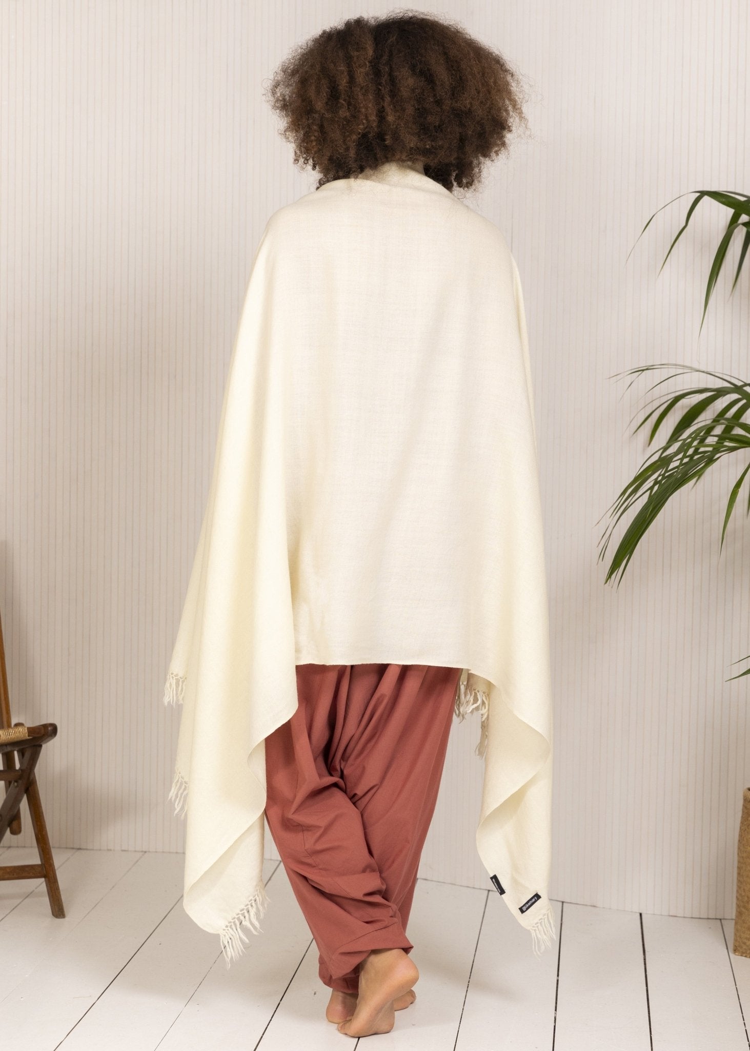 Multi - Use Handmade Blanket Scarf & Travel Wrap in Cream - likemary