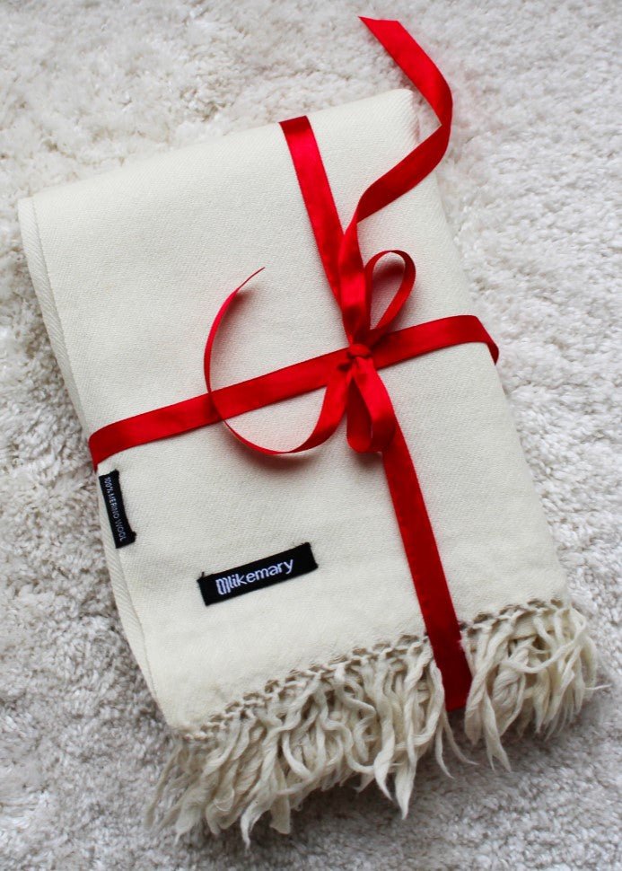 Multi - Use Handmade Blanket Scarf & Travel Wrap in Cream - likemary
