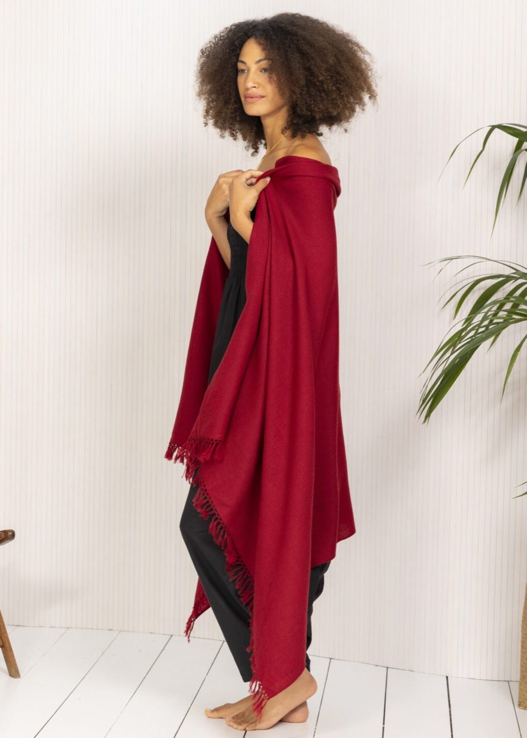 Multi - Use Handmade Blanket Scarf & Travel Wrap in Deep Red - likemary