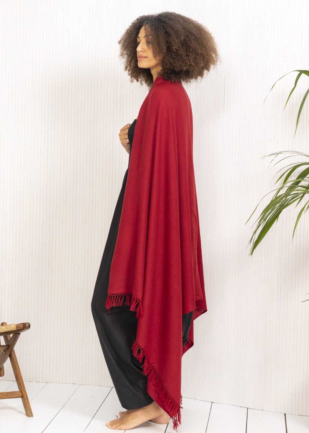 Multi - Use Handmade Blanket Scarf & Travel Wrap in Deep Red - likemary