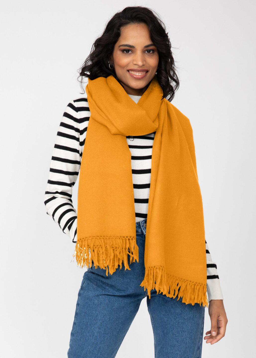 Multi - Use Handmade Blanket Scarf & Travel Wrap in Mustard Yellow - likemary