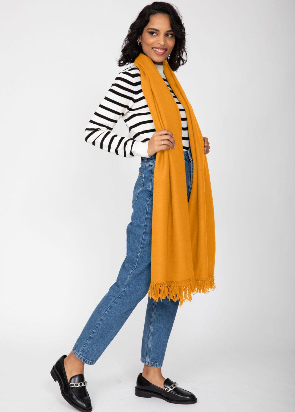 Multi - Use Handmade Blanket Scarf & Travel Wrap in Mustard Yellow - likemary
