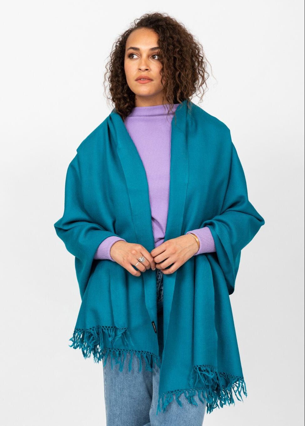 Multi - Use Handmade Blanket Scarf & Travel Wrap in Peacock Teal - likemary