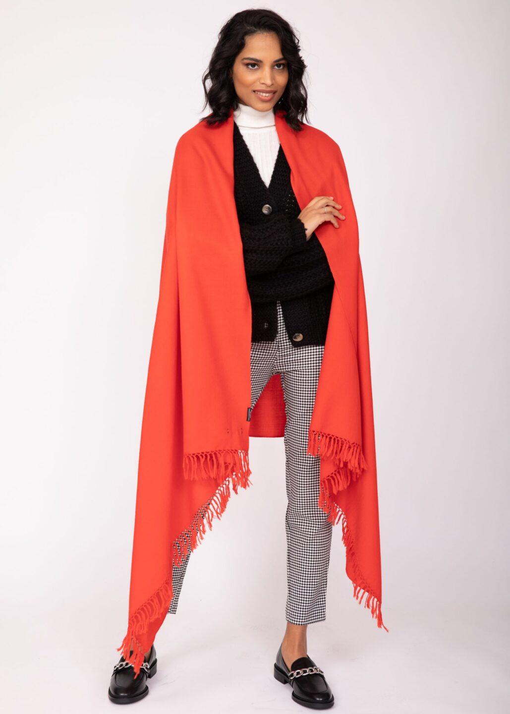 Multi - Use Handmade Blanket Scarf & Travel Wrap in Tomato Red - likemary