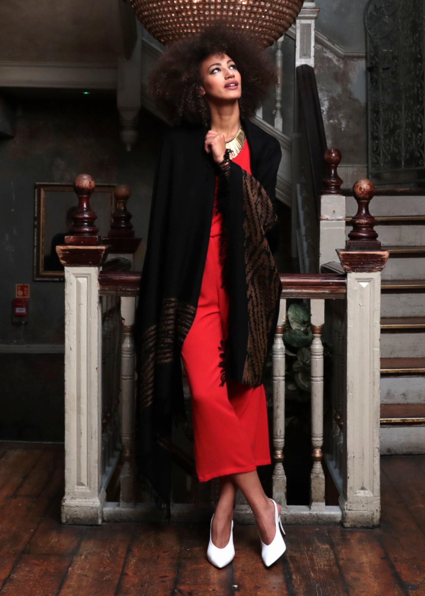 Multi - Use Handmade Blanket Shawl & Travel Wrap in Black with Tiger Stripes - likemary