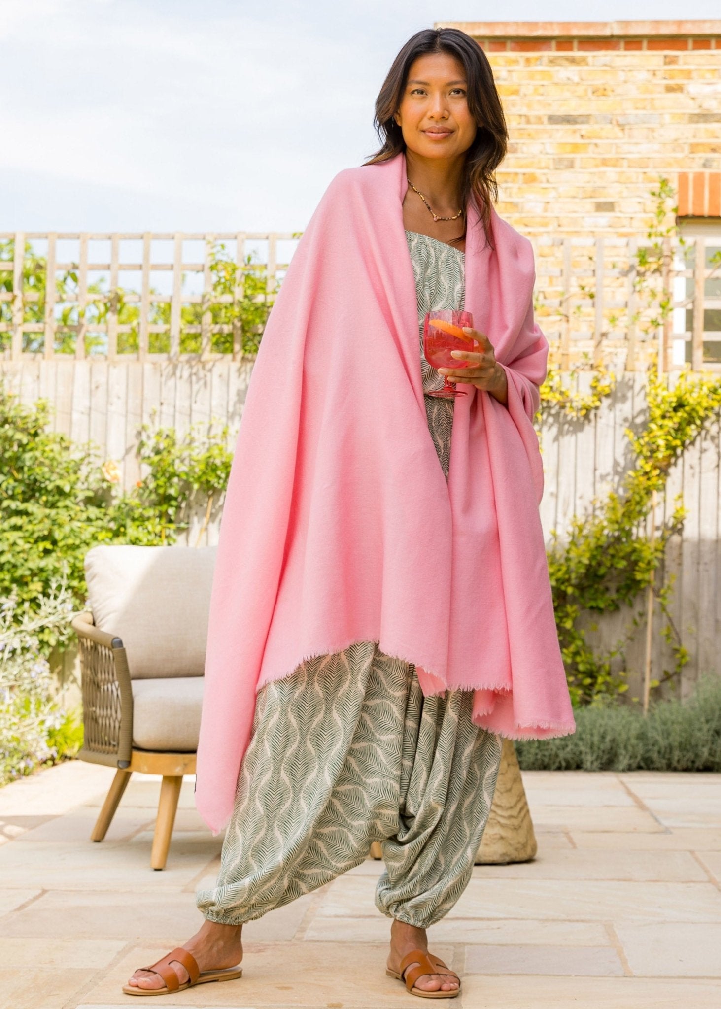 Multi - Use Wool Shawl Scarf Wrap in Rose Pink - Ethically Handwoven - likemary