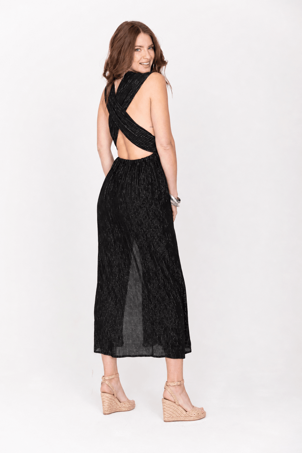 Convertible Black Maxi Dress with Silver Lurex – clothing and accessories by likemary