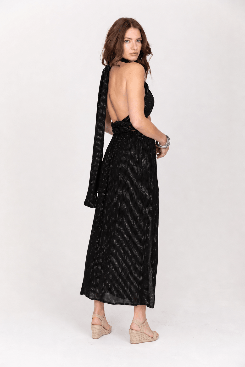 Convertible Black Maxi Dress with Silver Lurex – clothing and accessories by likemary