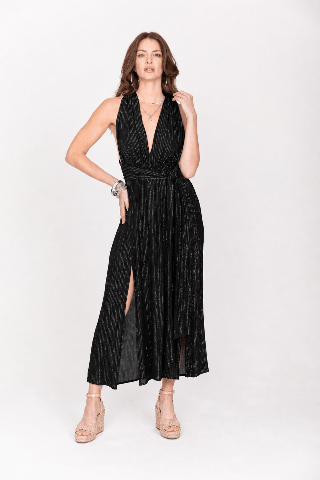 Convertible Black Maxi Dress with Silver Lurex – clothing and accessories by likemary