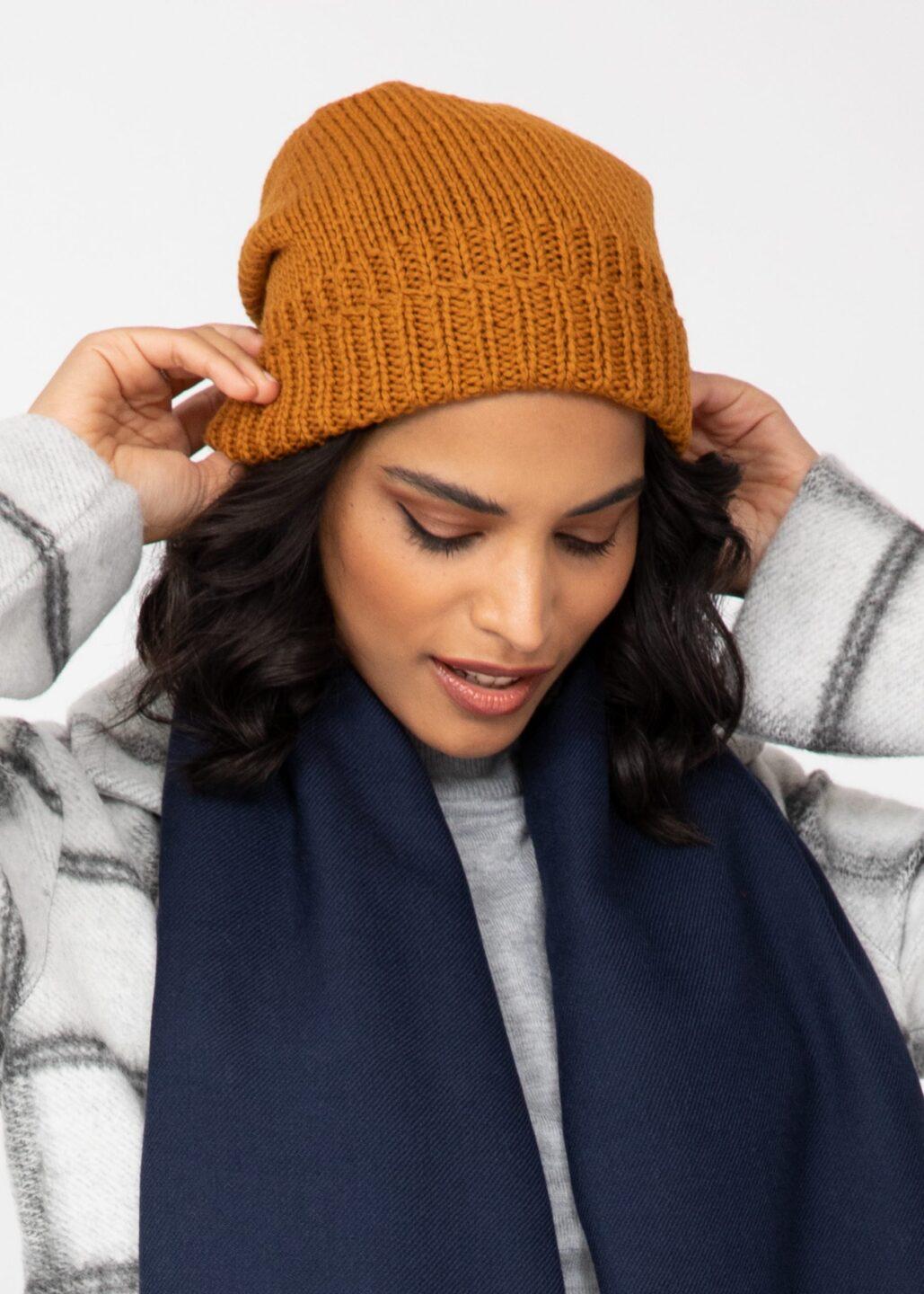 Mustard Yellow Merino Slouchy Beanie - Ethically Handmade - likemary