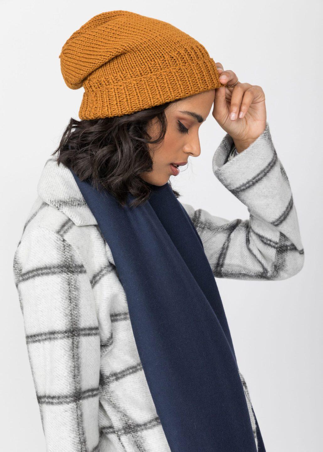 Mustard Yellow Merino Slouchy Beanie - Ethically Handmade - likemary