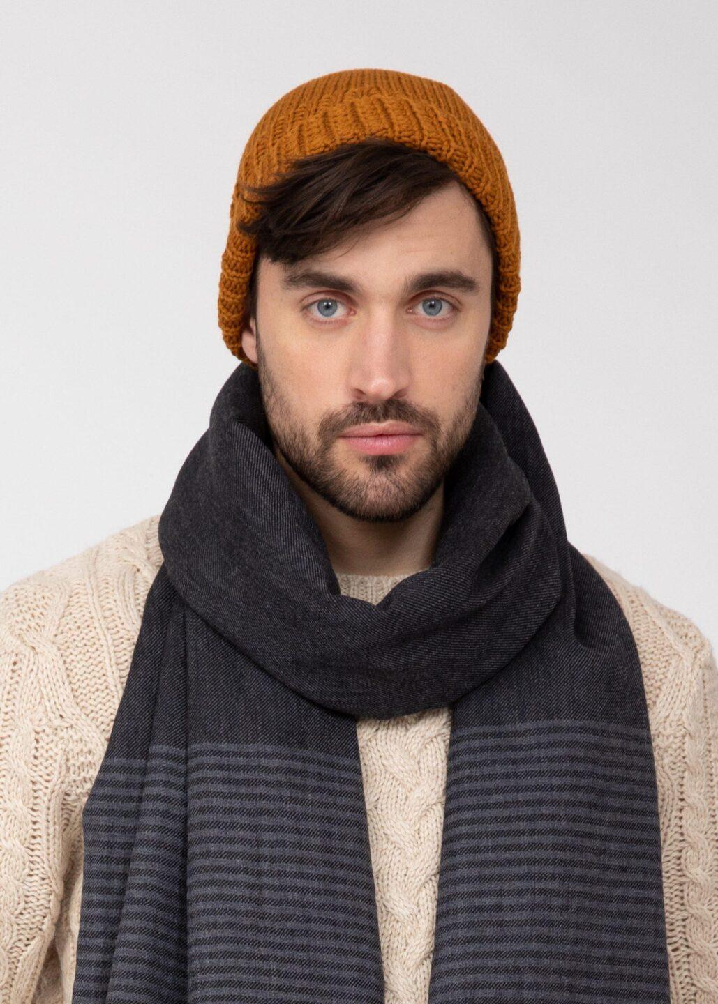 Mustard Yellow Merino Slouchy Beanie Men - Ethically Handmade - likemary