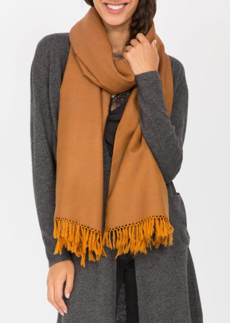 Mustard Yellow Scarf Wrap - Herringbone Pashmina Stole - likemary