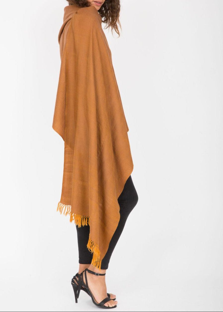 Mustard Yellow Scarf Wrap - Herringbone Pashmina Stole - likemary