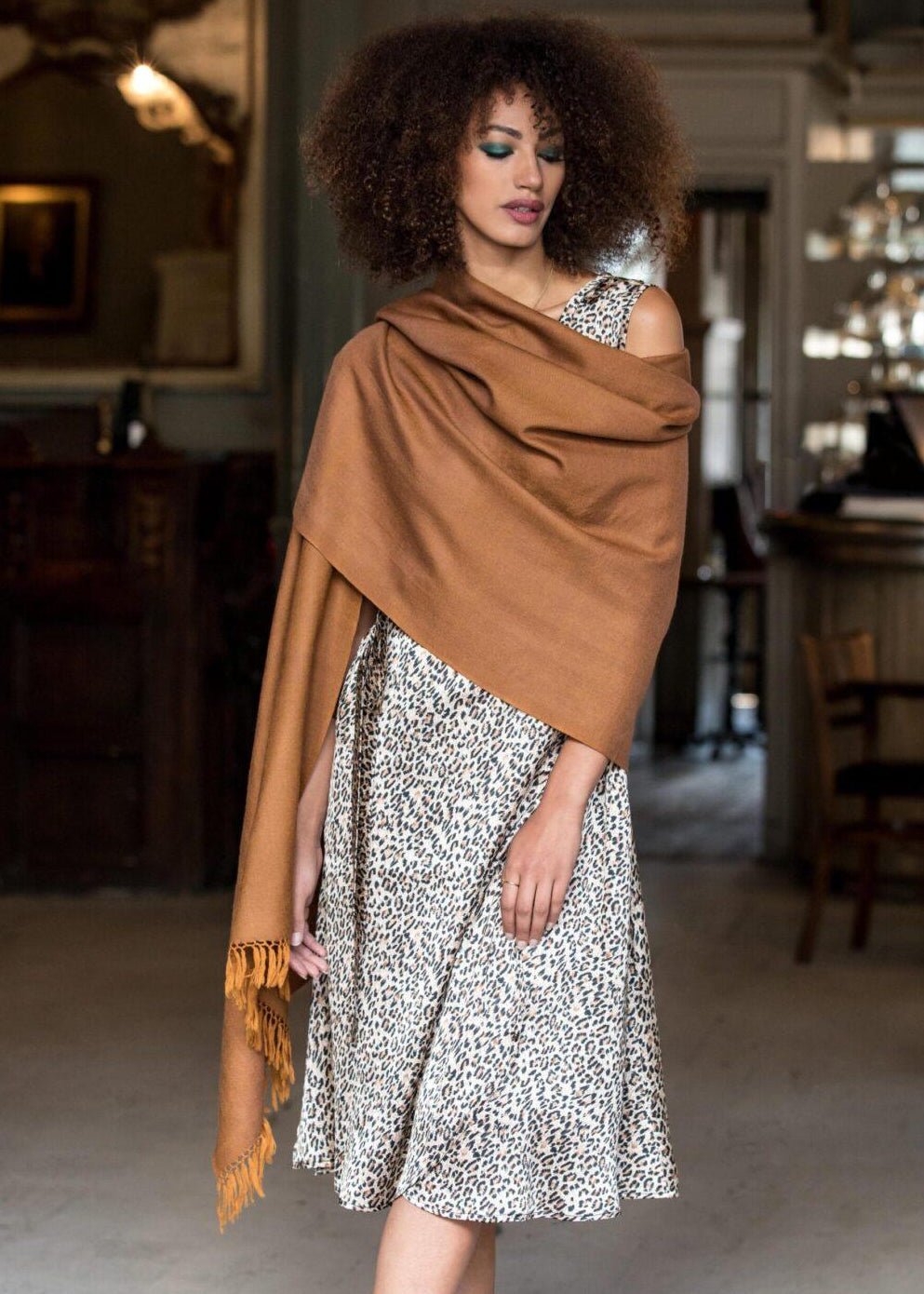 Mustard Yellow Scarf Wrap - Herringbone Pashmina Stole - likemary