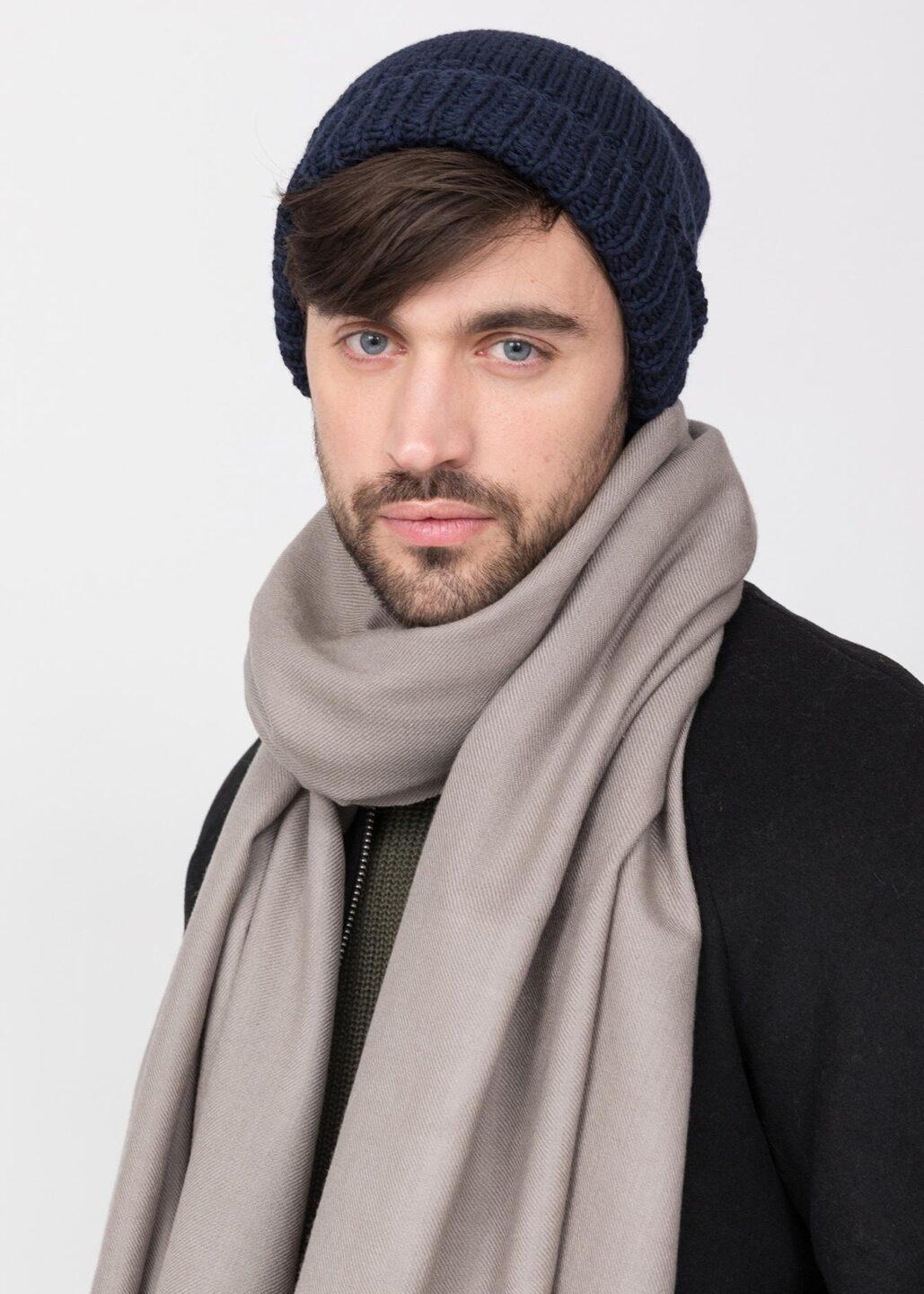 Navy Blue Merino Slouchy Beanie - Ethically Handmade - likemary