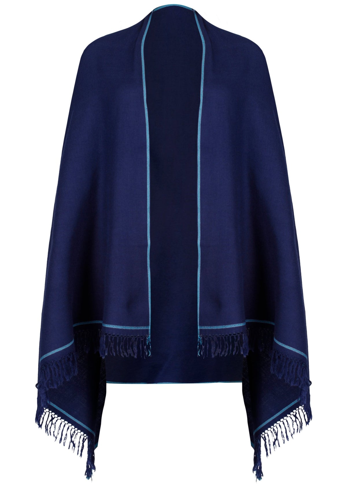Men’s Navy Blue Wool Oversized Scarf with Border Detail – clothing and accessories by likemary