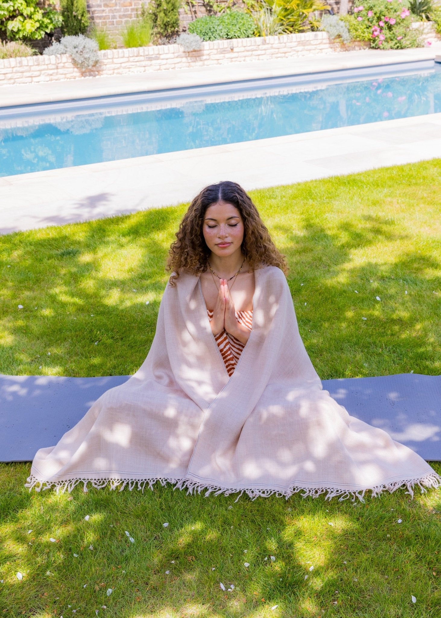 Oversized Wool Shawl Scarf Wrap in Fawn Beige - Ethically Handmade - likemary