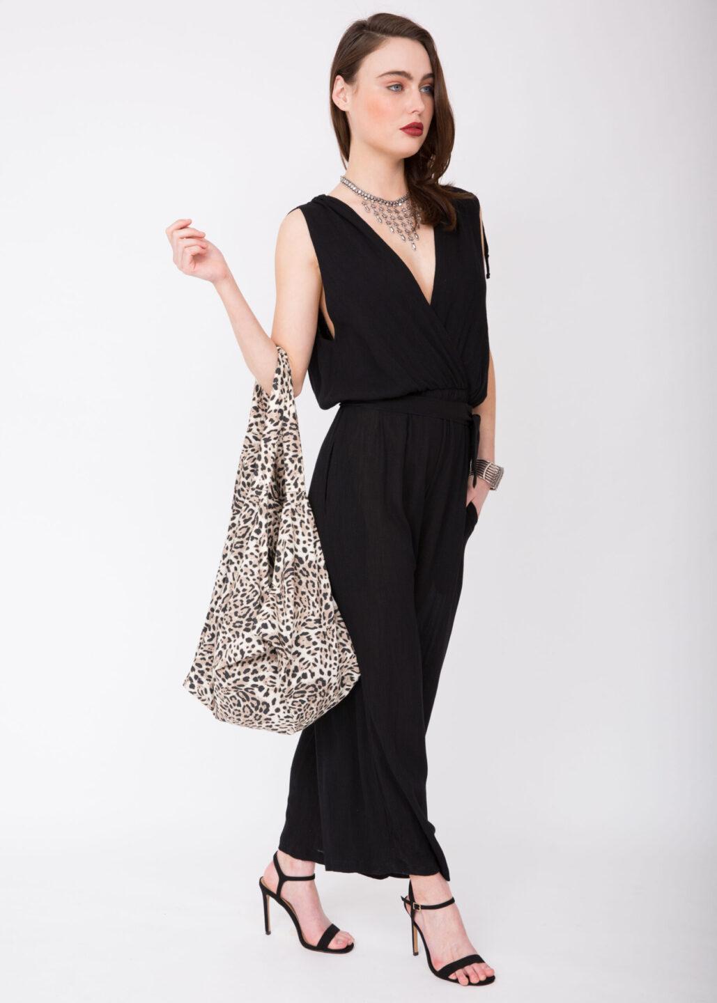 Reclaimed Cotton Multi - Wear Bag in Leopard Print - likemary