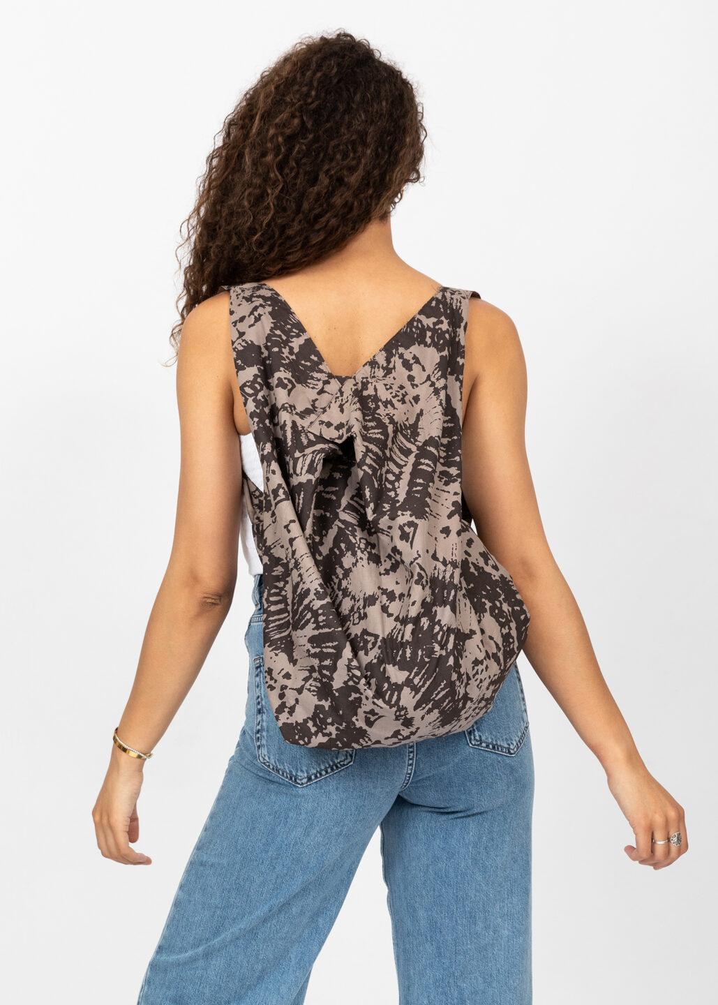 Reclaimed Cotton Multi - Wear Bag in Natural Abstract Print - likemary