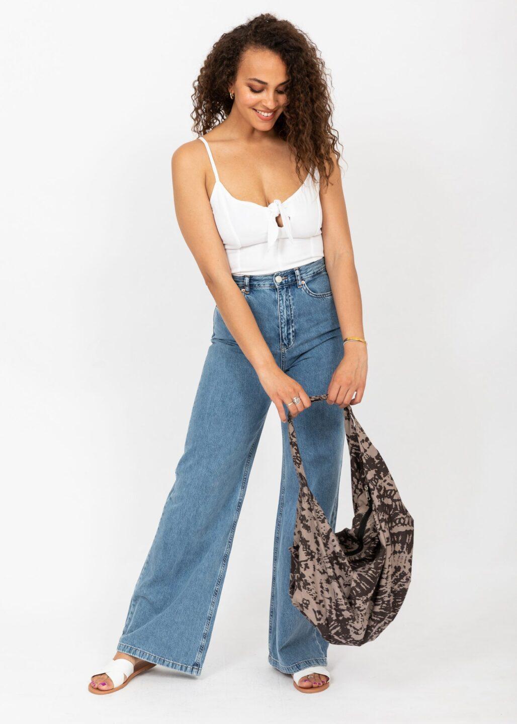 Reclaimed Cotton Multi - Wear Bag in Natural Abstract Print - likemary